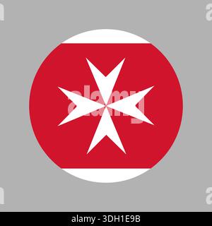 Malta civil flag ensign. Maltese flag round icon. Civil Ensign of Malta flag circle badge, background. Stock Vector