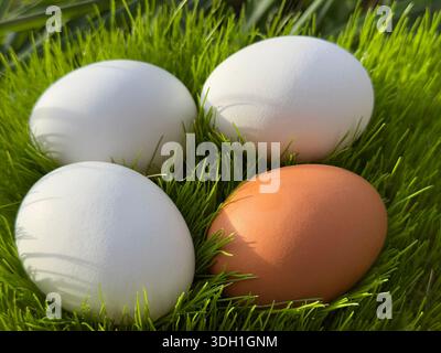Fresh eggs from organic farm Stock Photo