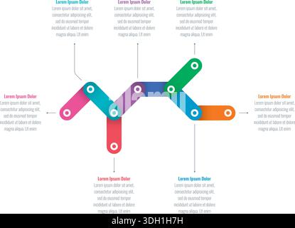 infographic template for magazine, annual report. infographic template for business, education, science world. riveted ribbons infographic template Stock Vector