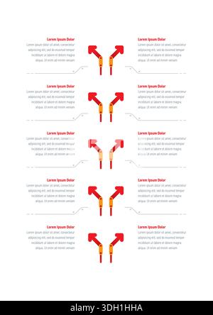 red arrows infographic template. ten steps information template. infographic template for business, education, technology, industry world. information Stock Vector