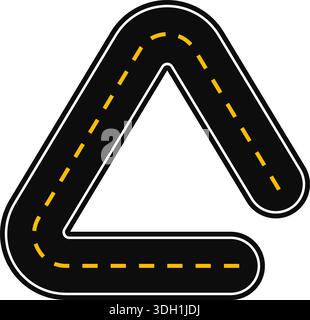 Triangular Shape Road Triangular geometric shape with dashed line. Dotted triangle figure ...