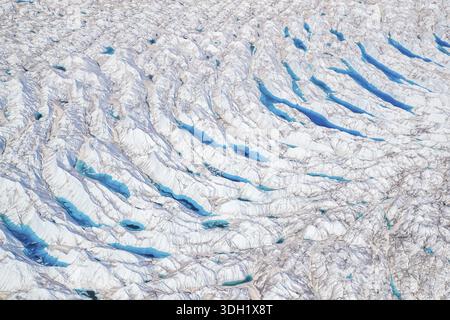 Surface meltwater on the Greenland Ice Sheet, visible impact of climate change, Aerial view, Arctic, Greenland, Geographically in North America, polit Stock Photo