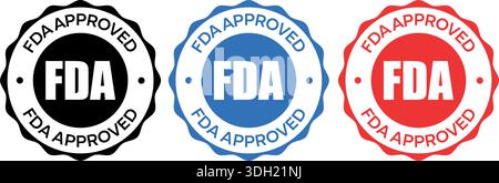 FDA Approved Blue Certification Badge – Quality Assurance Regulatory Compliance Seal and Food and Drug Administration Guarantee Icon Stock Vector