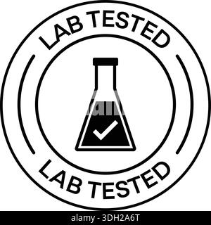 Lab Tested Quality Assurance Icon Set – Clinical Laboratory Flask and Checkmark Certification Seals for Product Safety Stock Vector