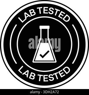 Lab Tested Quality Assurance Icon Set – Clinical Laboratory Flask and Checkmark Certification Seals for Product Safety Stock Vector