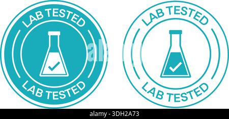 Lab Tested Quality Assurance Icon Set – Clinical Laboratory Flask and Checkmark Certification Seals for Product Safety Stock Vector