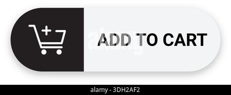 Add to Cart Button Graphic – Minimalist E-commerce Shopping Cart Icon and Call to Action Web Element for Online Retail Stock Vector