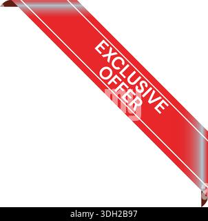 Exclusive Offer Red Corner Ribbon – Premium Promotional Banner for Luxury Sales and E-commerce Marketing Campaigns Stock Vector