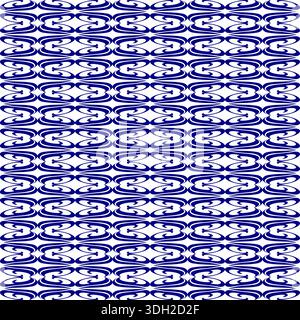 Seamless Blue Ornamental Pattern: Professional Flowing Scroll Vector Illustration with Symmetrical Motif for Modern Decor and Elegant Textile Prints Stock Vector