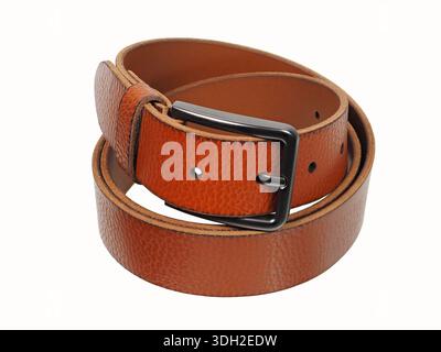 Leather belt isolated on white background Stock Photo