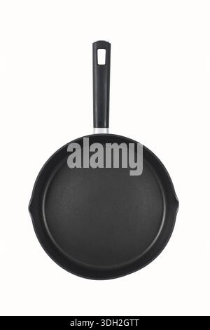 Black frying pan isolated on white background Stock Photo