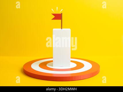 Purpose and achievement of a goal. Business target. Personal growth. Success milestone concept, motivation and progress tracking. Strategic planning, Stock Photo