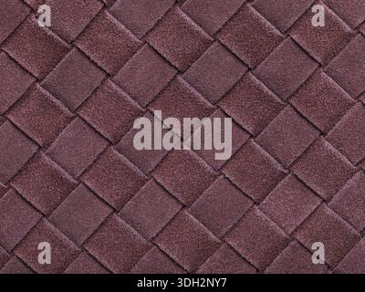 Brown texture of interwoven suede leather forming a square abstract shape Stock Photo