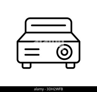 Clean and minimal line art illustration of a projector, ideal for concepts related to presentations, media, and technology in various professional set Stock Vector