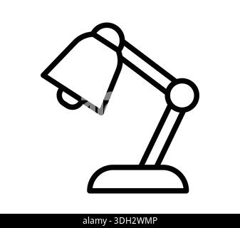 A minimalist desk lamp featuring an adjustable arm and sleek design that enhances any workspace, providing focused brightness for productivity and com Stock Vector