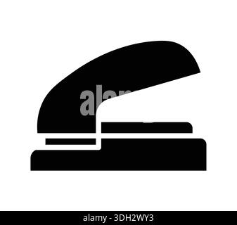 A black stapler icon featuring a minimalist design. Ideal for representing office supplies in any work or educational setting. Suitable for various ap Stock Vector