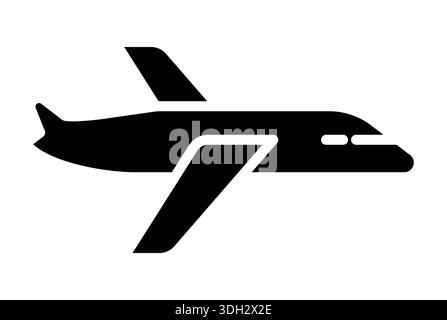 Minimalistic airplane silhouette representing travel and aviation concepts in a simple black design. Perfect for travel-related projects and promotion Stock Vector