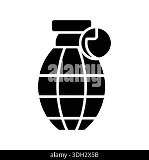 This black silhouette of a hand grenade icon symbolizes military and tactical themes, suitable for various design projects related to conflict, securi Stock Vector