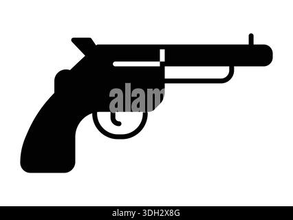 Classic silhouette of a revolver pistol perfect for depicting themes of security, drama, and historical significance. Ideal for various creative proje Stock Vector