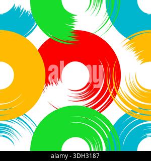 Colorful brush strokes circles seamless pattern Stock Vector