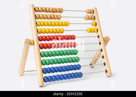 Colorful wooden abacus isolated on white background Stock Photo