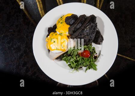 Black assorted croissants selection styled for bakery menu photography and commercial pastry presentation Culinary Luxury Restaurant Photography Stock Photo
