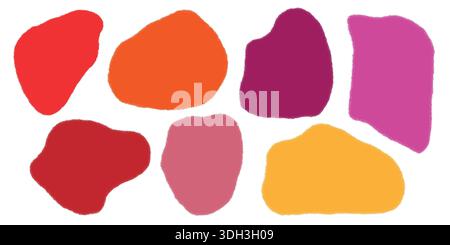 Grainy Hand Drawn Color Blob Shapes Set Stock Vector