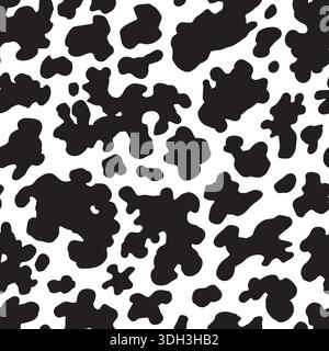Cattle or cow fur seamless pattern for fabric, clothing textile. Cute Hand drawn design with repeatable elements Stock Vector