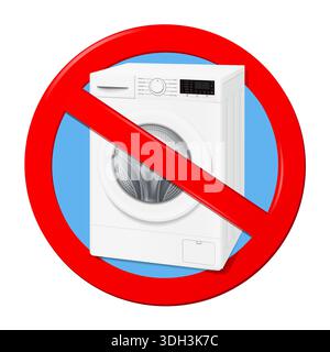 Washer prohibition sign, do not use washing machine. Vector illustration. Stock Vector