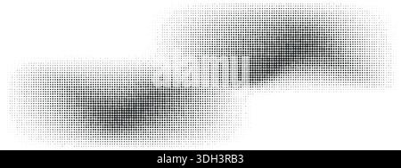 Black halftone wavy background. Dotted pattern on white background creating optical fluid illusion Stock Vector