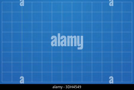 Blueprint background. Clean technical layout. Grid with lines and cross. Engineering or architecture template. Blue tech paper. Lined texture blank. V Stock Vector