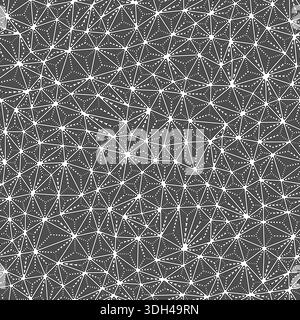 Background with a triangle pattern. Multiple repeated inner triangles. Compactly sized shapes. Black and white style. Seamless pattern. Stock Vector