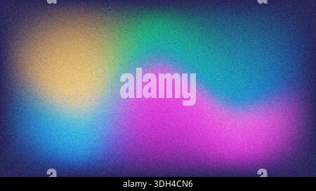 4K colorful grainy gradient background. Retro grainy gradient background noise texture effect summer poster design seamless colors teal abstract wave Stock Photo