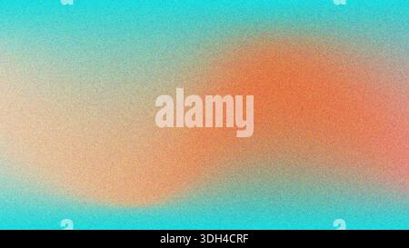 4K colorful grainy gradient background. Retro grainy gradient background noise texture effect summer poster design seamless colors teal abstract wave Stock Photo