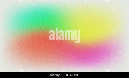 4K colorful grainy gradient background. Retro grainy gradient background noise texture effect summer poster design seamless colors teal abstract wave Stock Photo