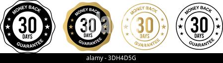 30 Days Money Back Guarantee Stamp: Professional Quality Assurance and Customer Trust Symbols Stock Vector