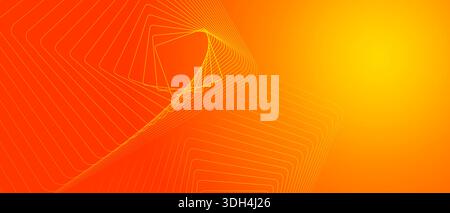 Modern abstract background featuring dynamic geometric overlapping square lines on vibrant orange-to-yellow gradient. An energetic and clean design pe Stock Photo