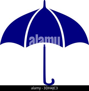 Blue Umbrella Icon: Professional Rain Protection and Insurance Vector for Weather Forecast UI, Safety Symbol, Risk Management and Seasonal Marketing Stock Vector