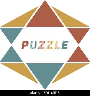 Star like geometric frame made of colored triangles forming a faceted diamond around a white center. Stock Vector