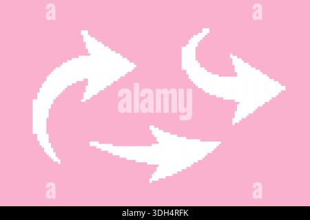 Pixel arrow set. White collection of dotted cursor Stock Vector