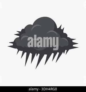 Moody dark cloud with sharp hailstones falling downward in a simple flat style Stock Vector