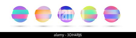 Vector colorful deformed gradient circles. Abstract round frame set Stock Vector