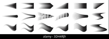 Speed lines isolated set. Motion effect of wavy black lines. Stock Vector