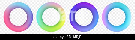 Liquid gradient round frames collection isolated on transparent background. Stock Vector
