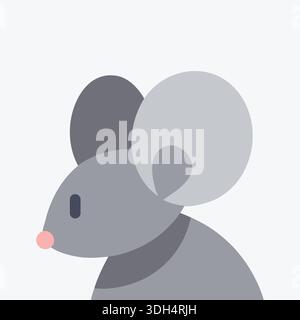 Cute gray mouse character with oversized round ears and a small pink nose Stock Vector
