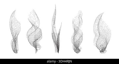 Abstract fluid stippled gradient smoke elements. Noise grain texture steam Stock Vector
