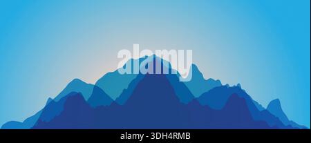 Abstract landscape with blue mountains. Mountainous terrain. Stock Vector