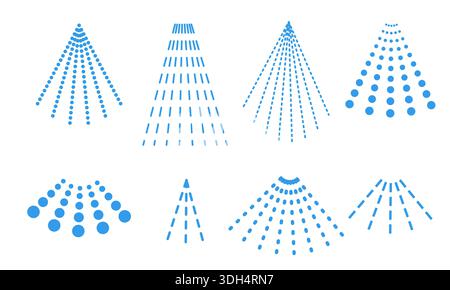 Spray icon set. Blue water drop hairspray Stock Vector