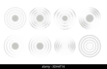 Transparent sound waves set. Sonic resonance, radio frequency, energy radiation, vibration, radar or sonar wave Stock Vector