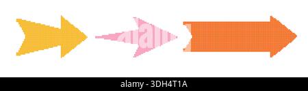Arrow pixel art, pixel cursor arrow set Stock Vector